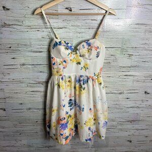 Do & be floral white yellow mini dress tulle skirt size small